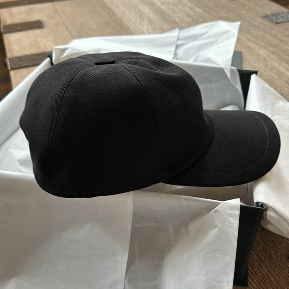 Chanel black denim logo hat baseball cap one size with box coco beach - Picture 4 of 9
